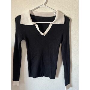 Black and White Collared Sweater